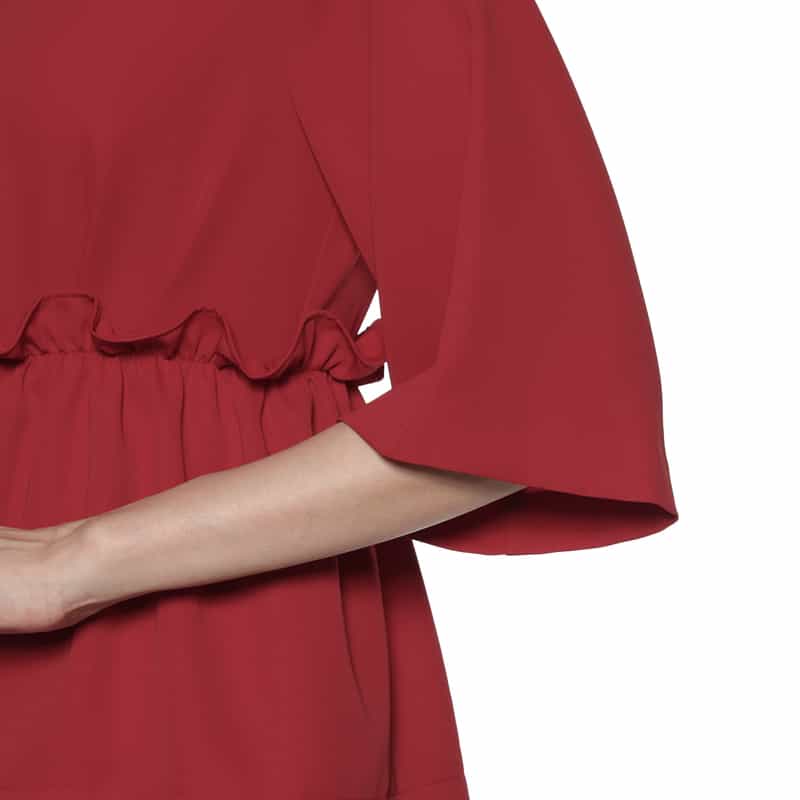 BARNEYS NEW YORK ウォッシャブル フリル付きドレス RED