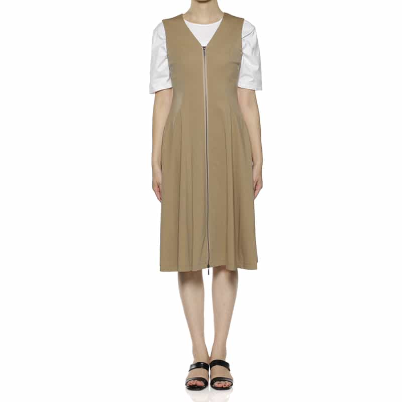 BARNEYS NEW YORK ウォッシャブル フロントジップドレス BEIGE
