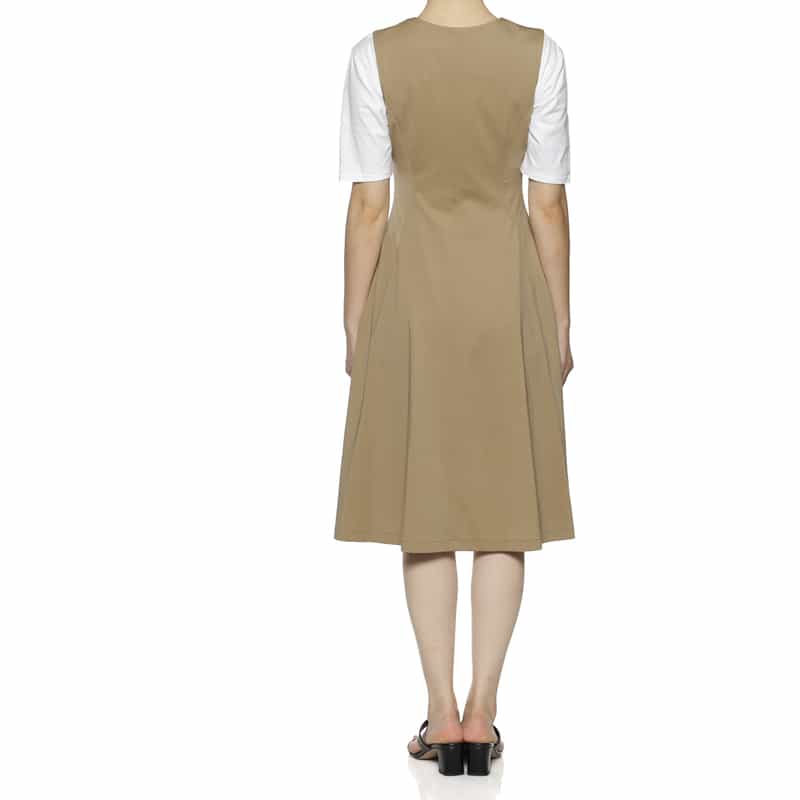 BARNEYS NEW YORK ウォッシャブル フロントジップドレス BEIGE