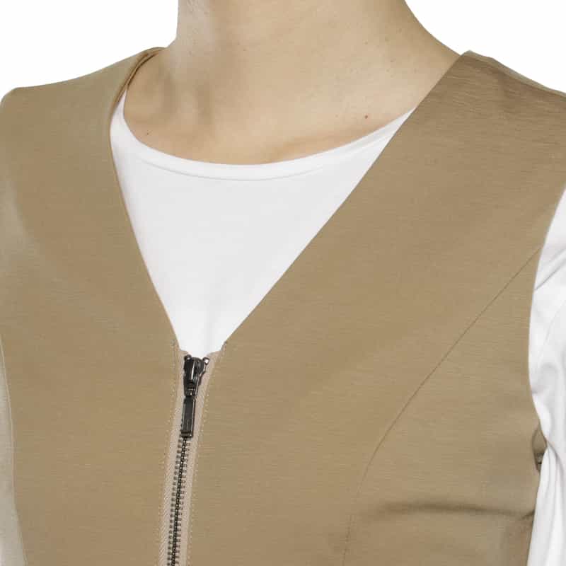 BARNEYS NEW YORK ウォッシャブル フロントジップドレス BEIGE