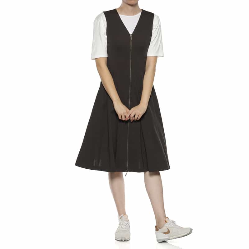 BARNEYS NEW YORK ウォッシャブル フロントジップドレス GRAY