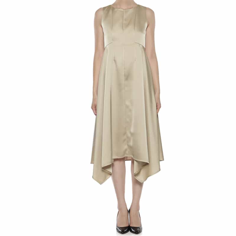BARNEYS NEW YORK ウォッシャブル フレアドレス BEIGE