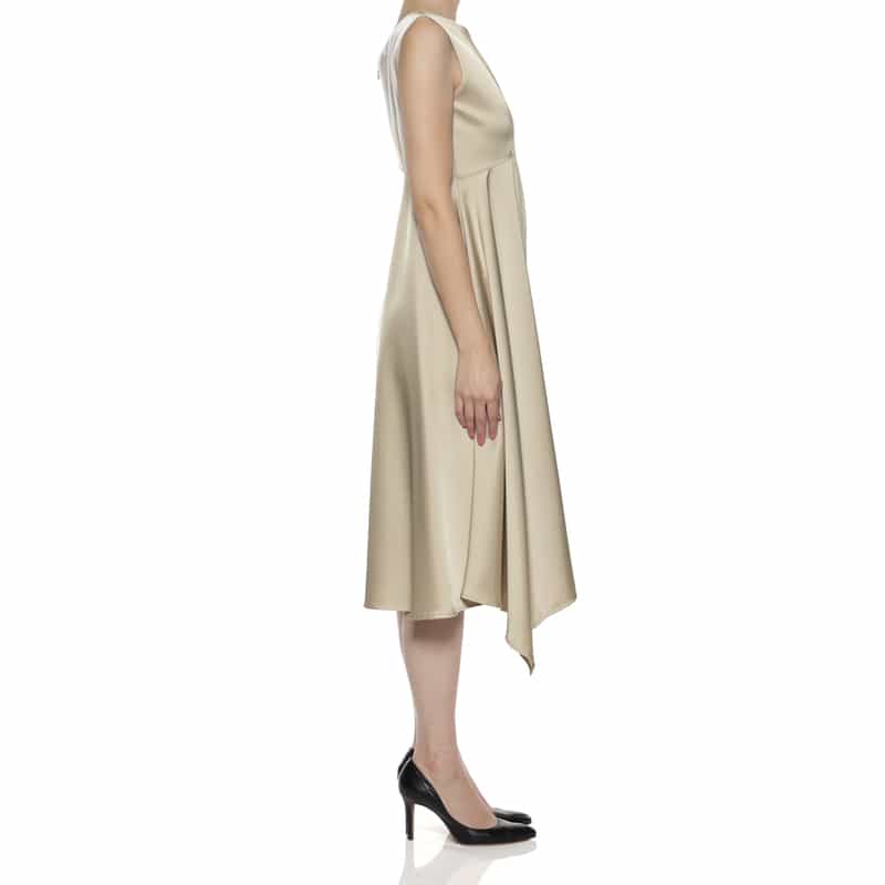 BARNEYS NEW YORK ウォッシャブル フレアドレス BEIGE