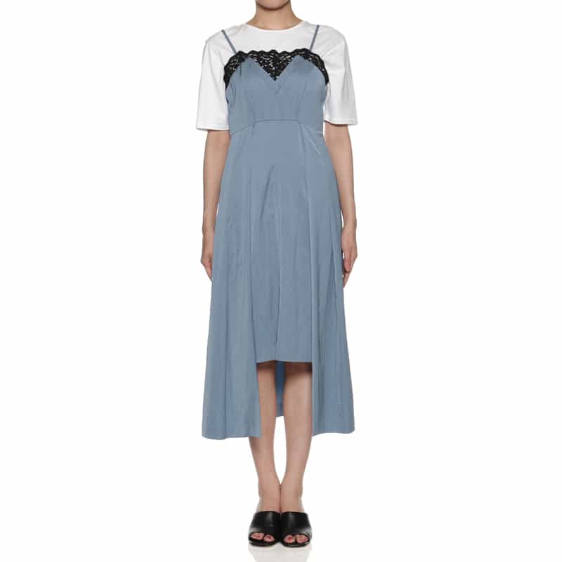 BARNEYS NEW YORK ウォッシャブル デザインヘムキャミソールドレス BLUE