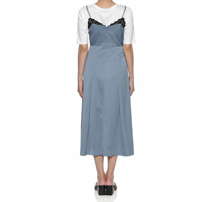 BARNEYS NEW YORK ウォッシャブル デザインヘムキャミソールドレス BLUE