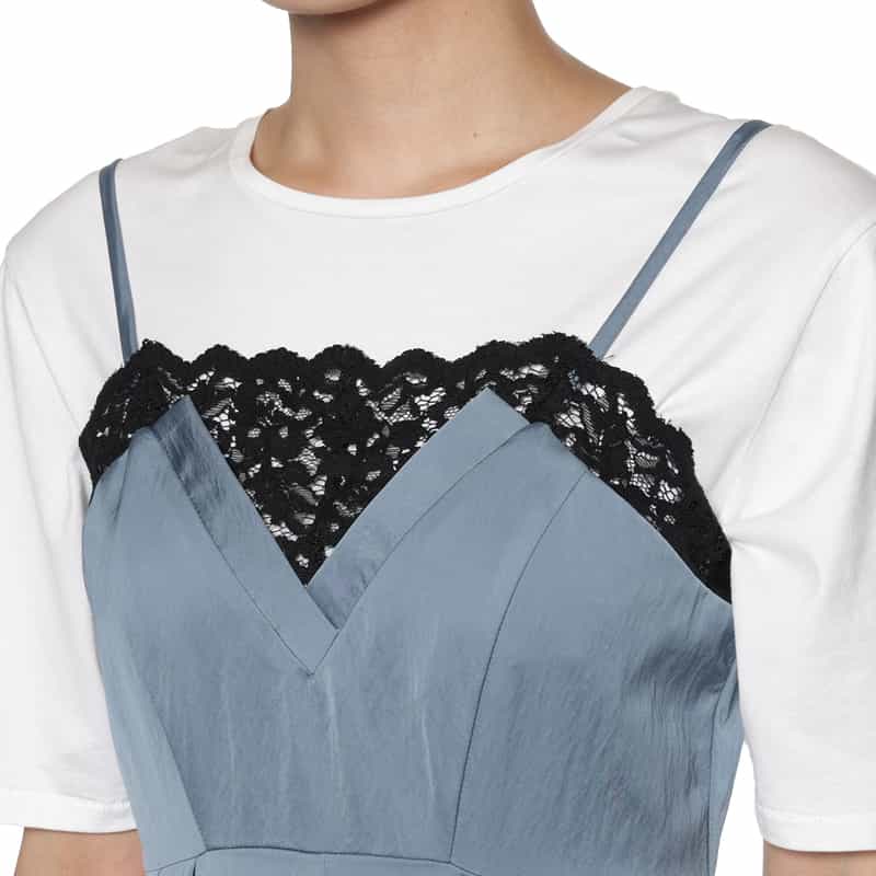 BARNEYS NEW YORK ウォッシャブル デザインヘムキャミソールドレス BLUE