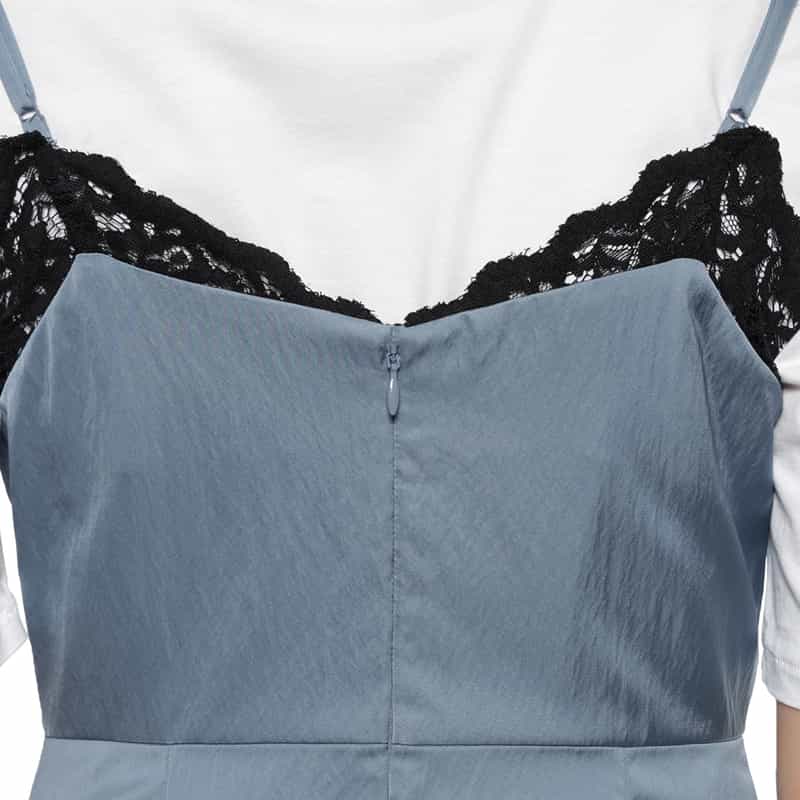 BARNEYS NEW YORK ウォッシャブル デザインヘムキャミソールドレス BLUE