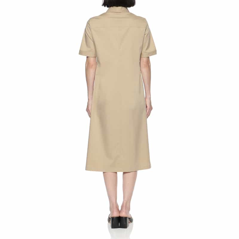 BARNEYS NEW YORK ウォッシャブル ジップアップシャツドレス BEIGE