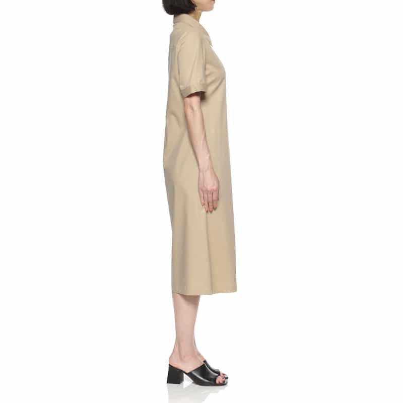 BARNEYS NEW YORK ウォッシャブル ジップアップシャツドレス BEIGE