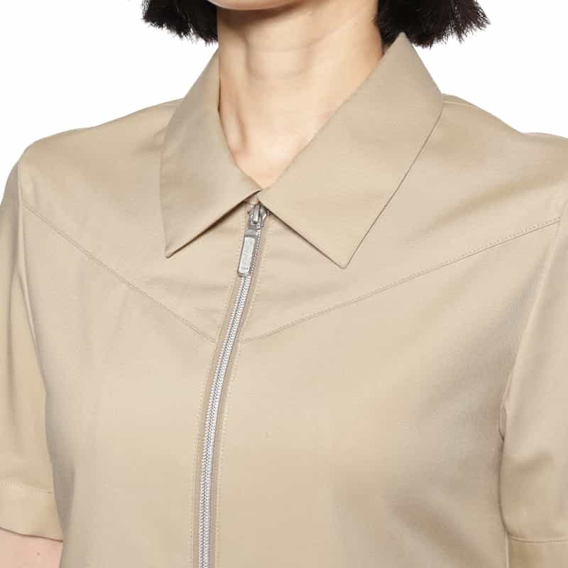 BARNEYS NEW YORK ウォッシャブル ジップアップシャツドレス BEIGE