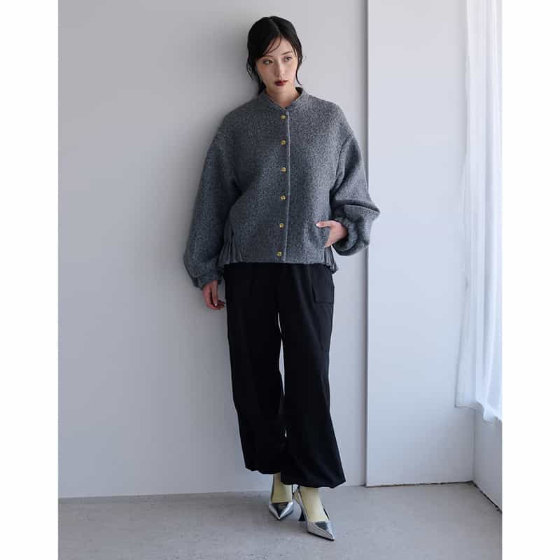 BARNEYS NEW YORK ウォッシャブル ドローストリング バルーンカーゴパンツ BLACK