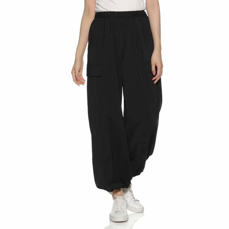 BARNEYS NEW YORK ウォッシャブル ドローストリング バルーンカーゴパンツ BLACK