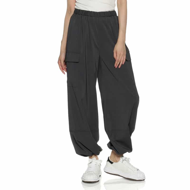 BARNEYS NEW YORK ウォッシャブル ドローストリング バルーンカーゴパンツ GRAY