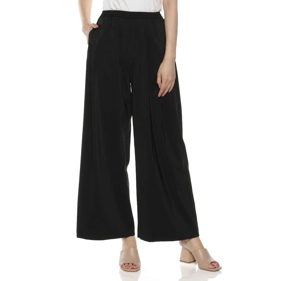 セットアップ ウォッシャブルドローリングワイドパンツ