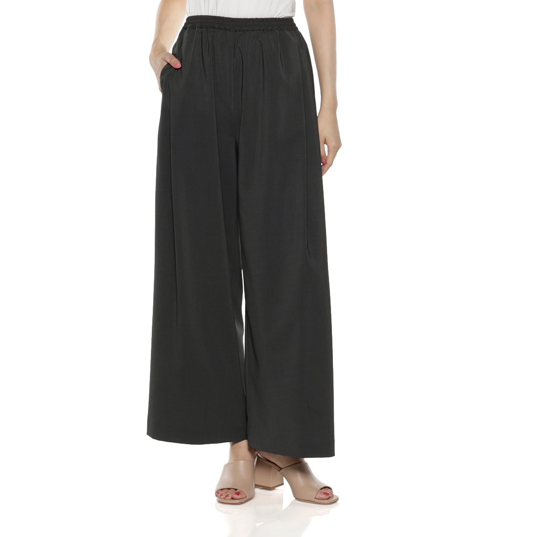 セットアップ ウォッシャブルドローリングワイドパンツ