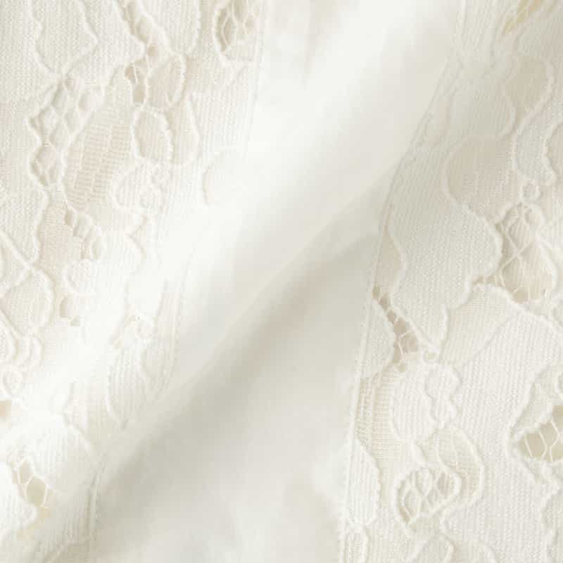 BARNEYS NEW YORK ウォッシャブル レースストライプシャツ WHITE