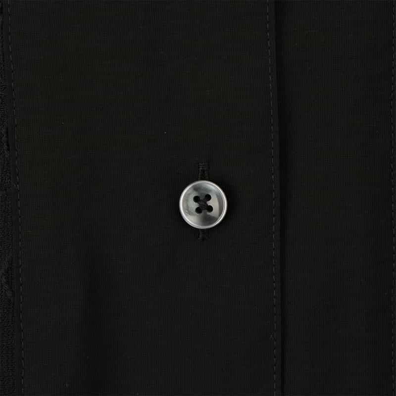 BARNEYS NEW YORK ウォッシャブル レースストライプシャツ BLACK