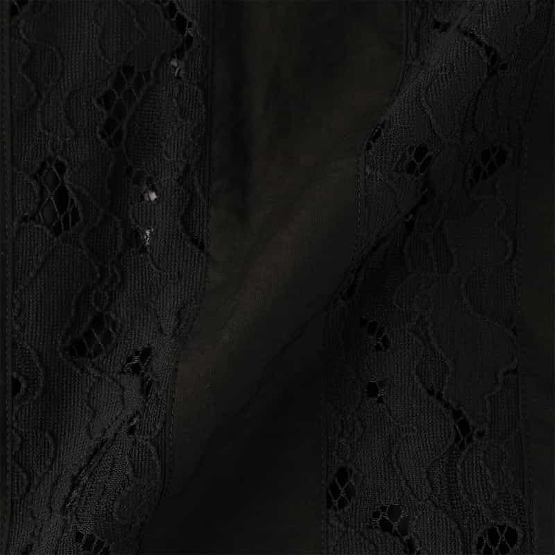 BARNEYS NEW YORK ウォッシャブル レースストライプシャツ BLACK