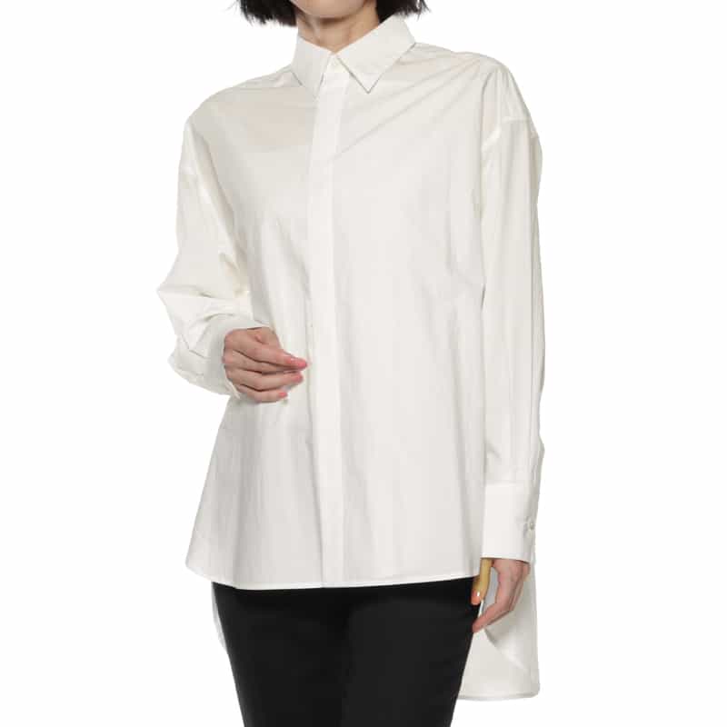 BARNEYS NEW YORK ウォッシャブル 2WAYシャツ WHITE