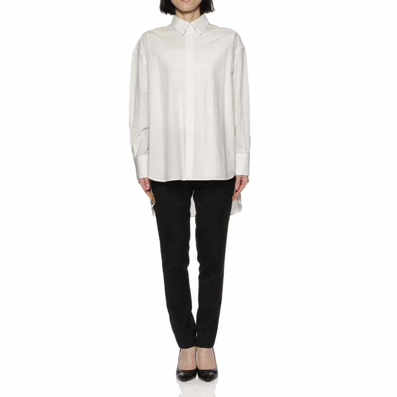 BARNEYS NEW YORK ウォッシャブル 2WAYシャツ WHITE