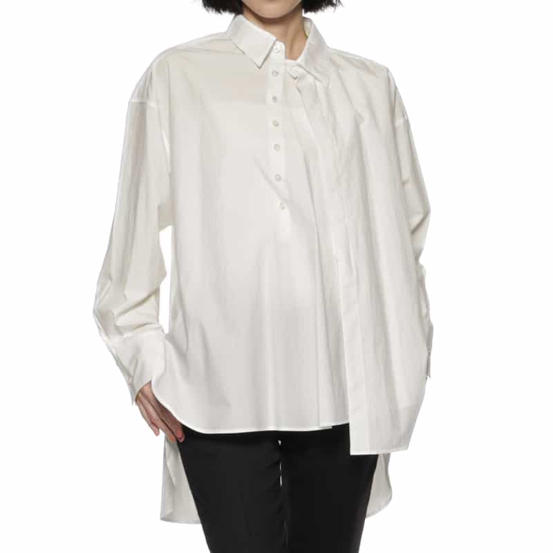 BARNEYS NEW YORK ウォッシャブル 2WAYシャツ WHITE