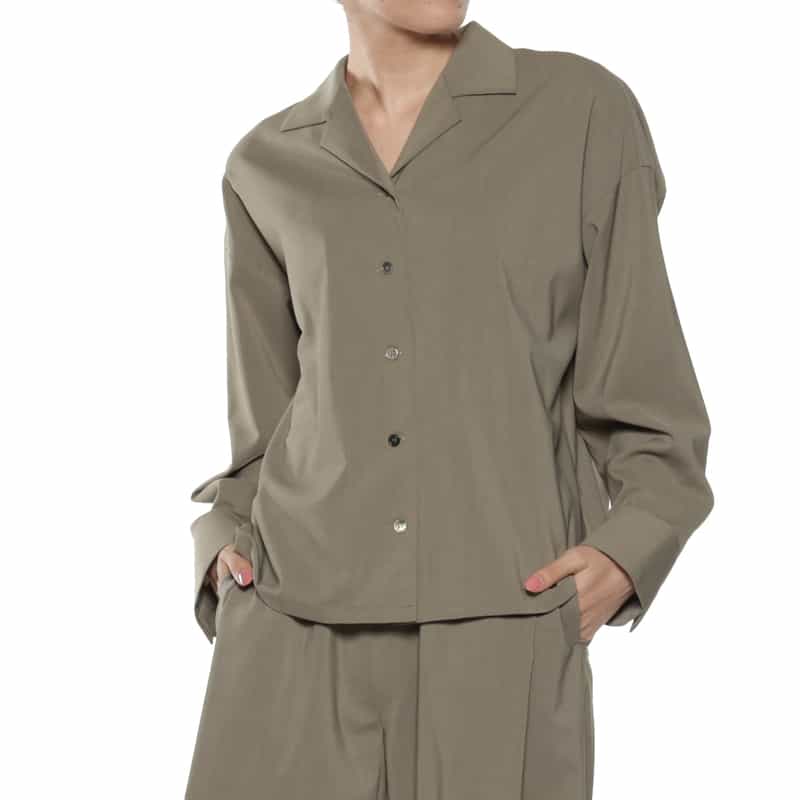 BARNEYS NEW YORK セットアップ ウォッシャブルオープンカラーシャツ KHAKI
