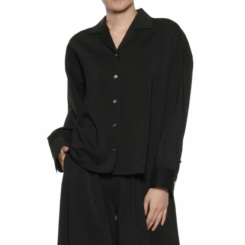 BARNEYS NEW YORK セットアップ ウォッシャブルオープンカラーシャツ BLACK