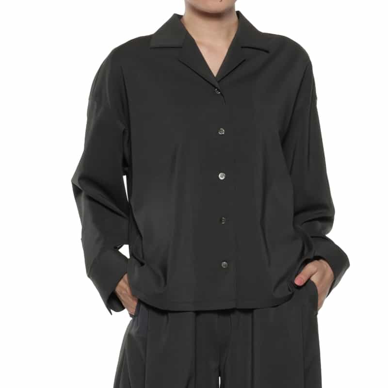 BARNEYS NEW YORK セットアップ ウォッシャブルオープンカラーシャツ GRAY