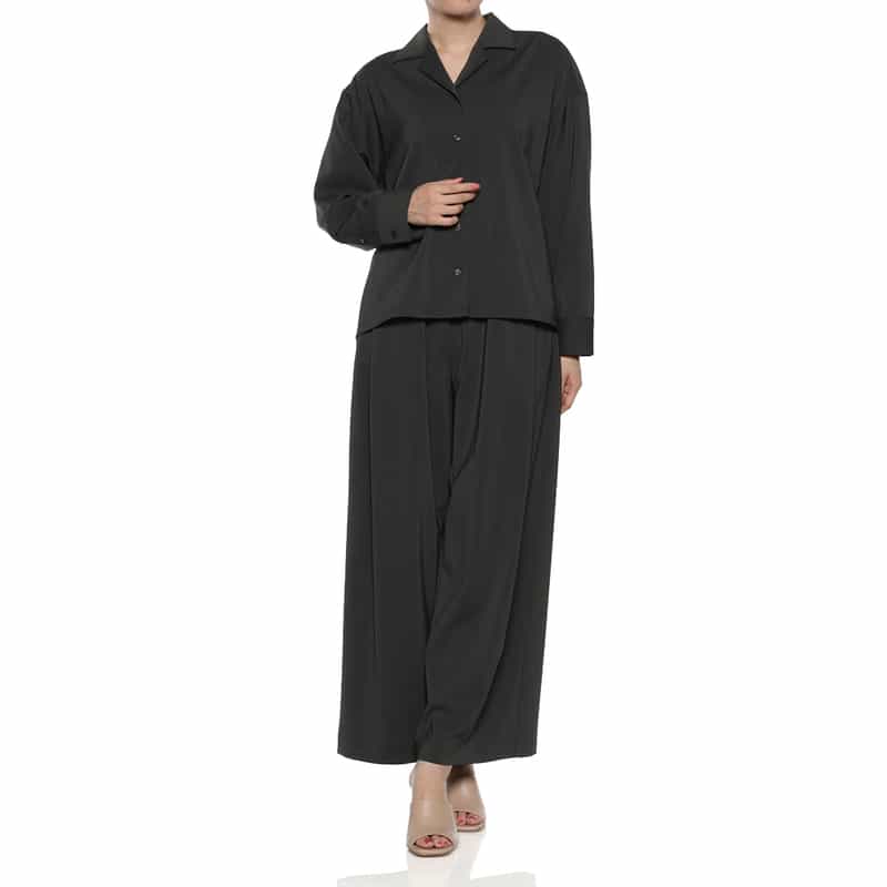 BARNEYS NEW YORK セットアップ ウォッシャブルオープンカラーシャツ GRAY