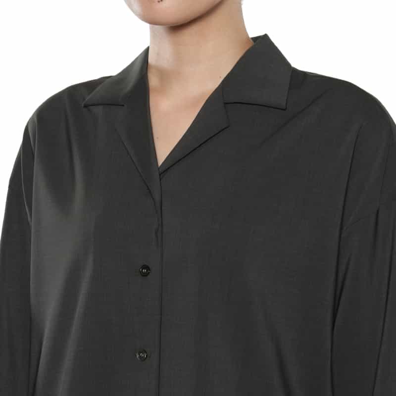 BARNEYS NEW YORK セットアップ ウォッシャブルオープンカラーシャツ GRAY