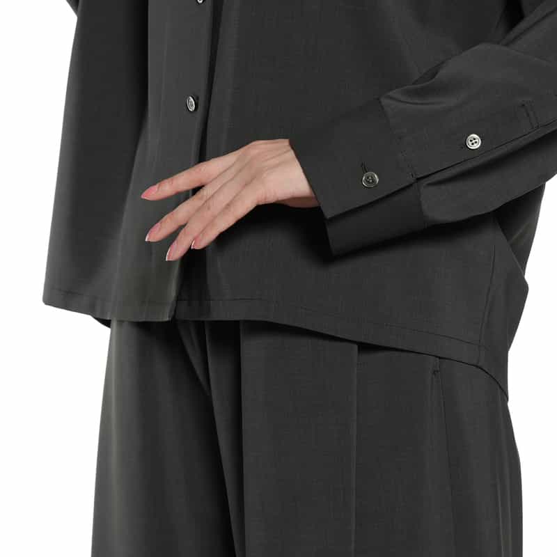 BARNEYS NEW YORK セットアップ ウォッシャブルオープンカラーシャツ GRAY