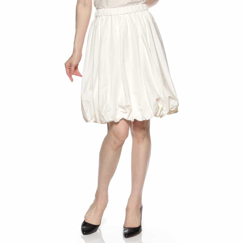 BARNEYS NEW YORK ウォッシャブル タフタ素材スカート WHITE