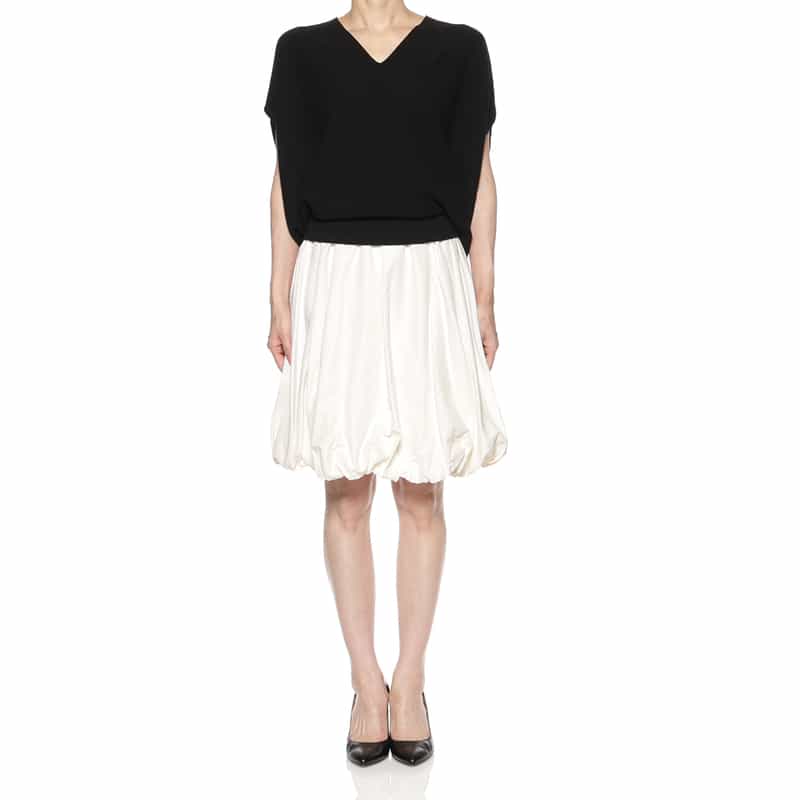 BARNEYS NEW YORK ウォッシャブル タフタ素材スカート WHITE