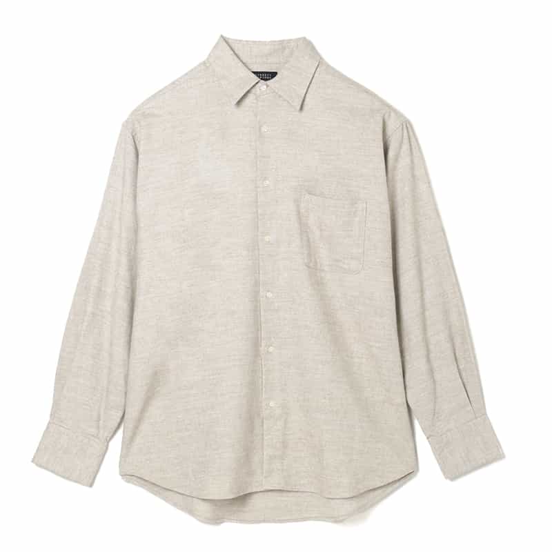BARNEYS NEW YORK フランネル素材オーバーフィットカジュアルシャツ BEIGE