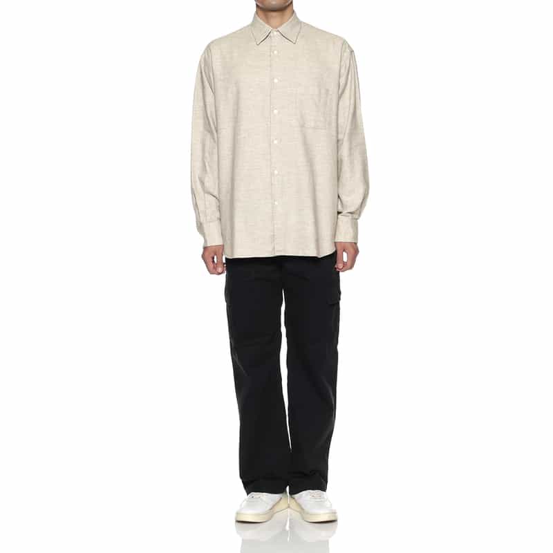 BARNEYS NEW YORK フランネル素材オーバーフィットカジュアルシャツ BEIGE