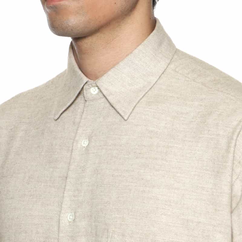 BARNEYS NEW YORK フランネル素材オーバーフィットカジュアルシャツ BEIGE
