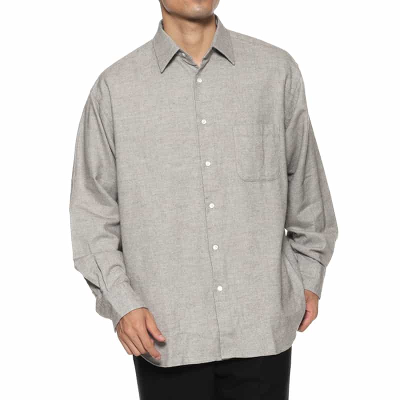 BARNEYS NEW YORK フランネル素材オーバーフィットカジュアルシャツ GRAY