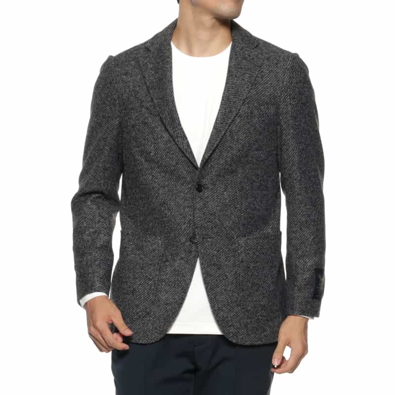 BARNEYS NEW YORK ヘリンボーン柄ニットジャケット GRAY