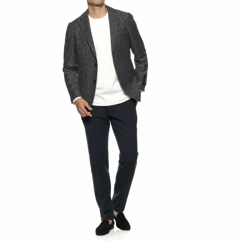 BARNEYS NEW YORK ヘリンボーン柄ニットジャケット GRAY