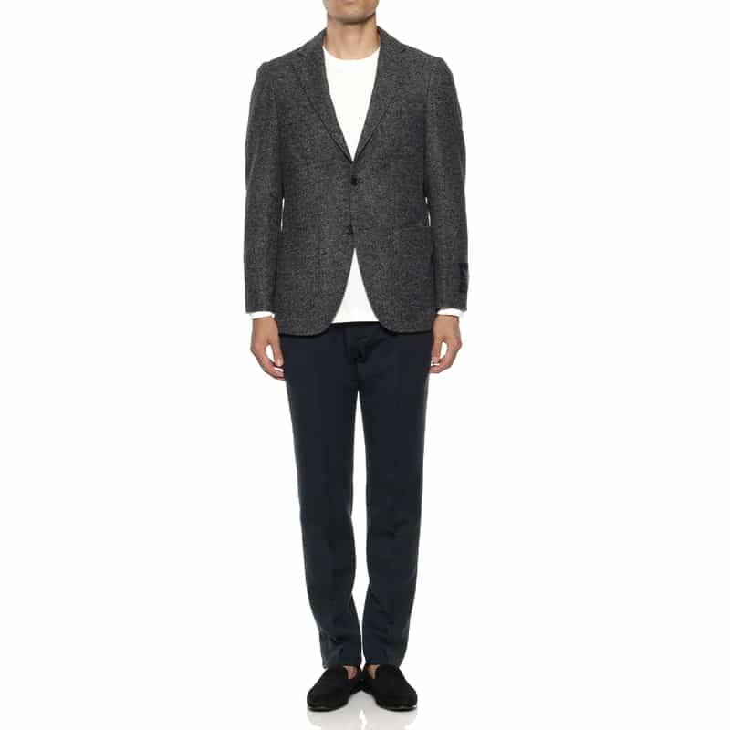 BARNEYS NEW YORK ヘリンボーン柄ニットジャケット GRAY