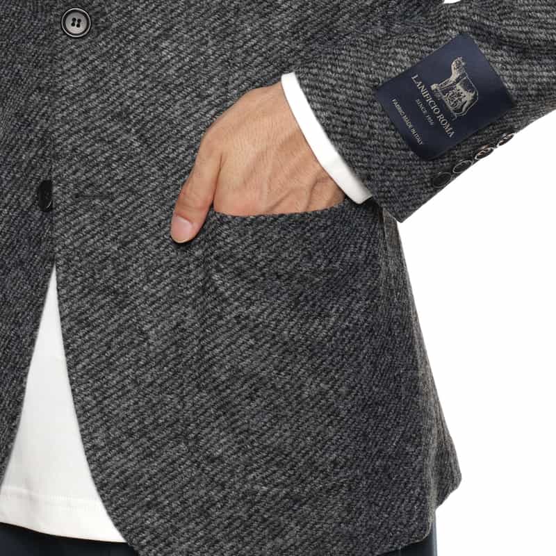 BARNEYS NEW YORK ヘリンボーン柄ニットジャケット GRAY