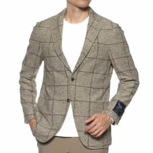 グレンチェック柄 ニットジャケット