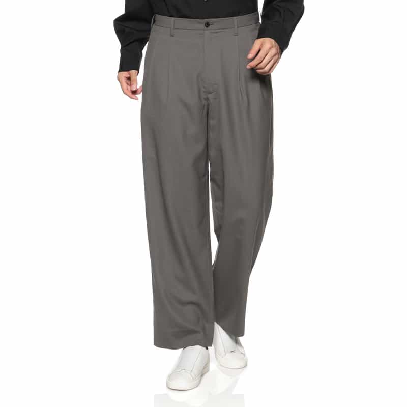 BARNEYS NEW YORK セットアップ タック入りワイドパンツ GRAY
