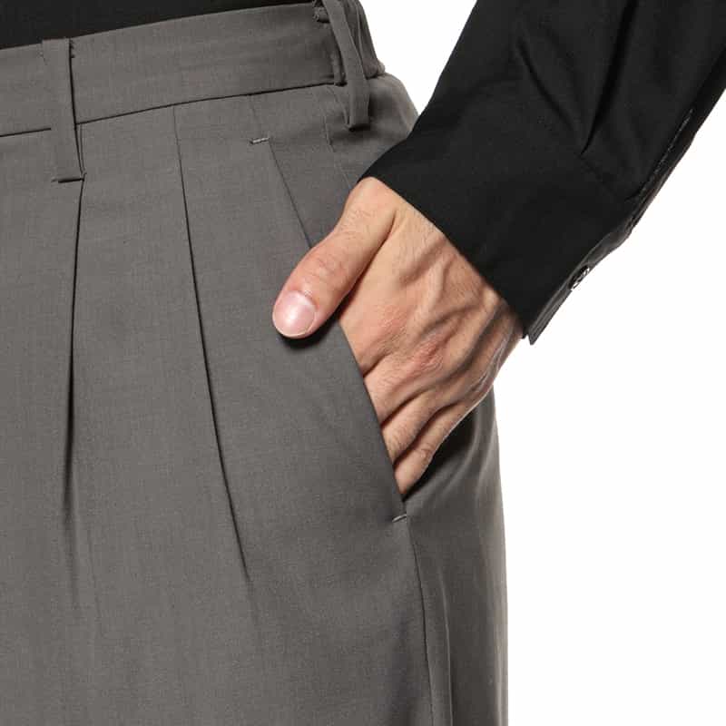 BARNEYS NEW YORK セットアップ タック入りワイドパンツ GRAY