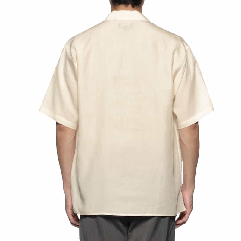 BARNEYS NEW YORK シアー素材オープンカラーシャツ WHITE