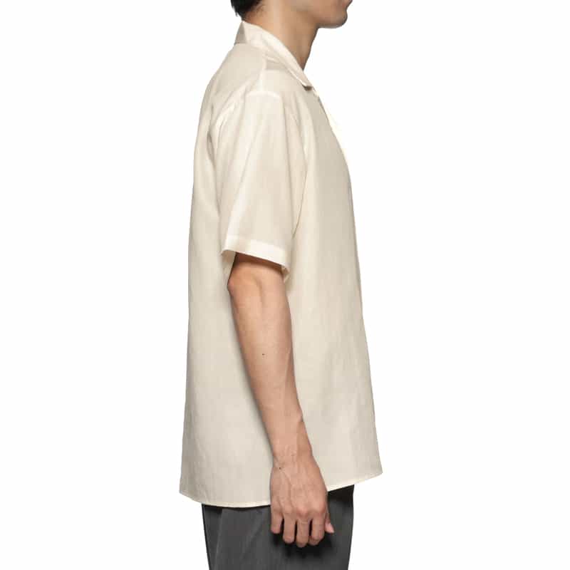 BARNEYS NEW YORK シアー素材オープンカラーシャツ WHITE
