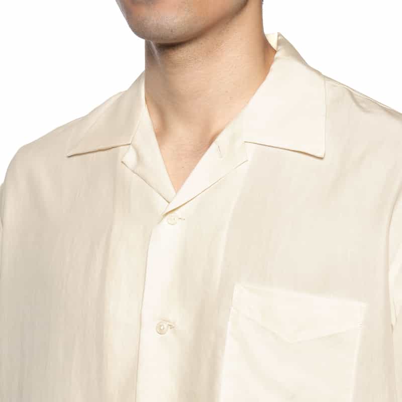 BARNEYS NEW YORK シアー素材オープンカラーシャツ WHITE