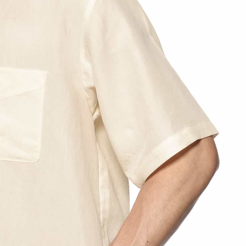 BARNEYS NEW YORK シアー素材オープンカラーシャツ WHITE