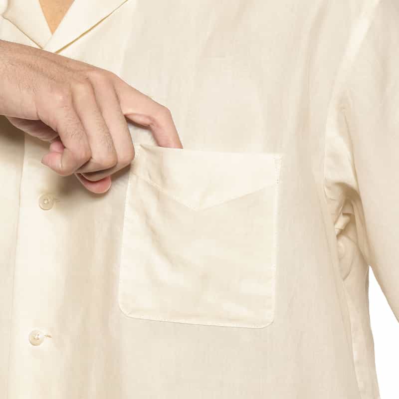 BARNEYS NEW YORK シアー素材オープンカラーシャツ WHITE