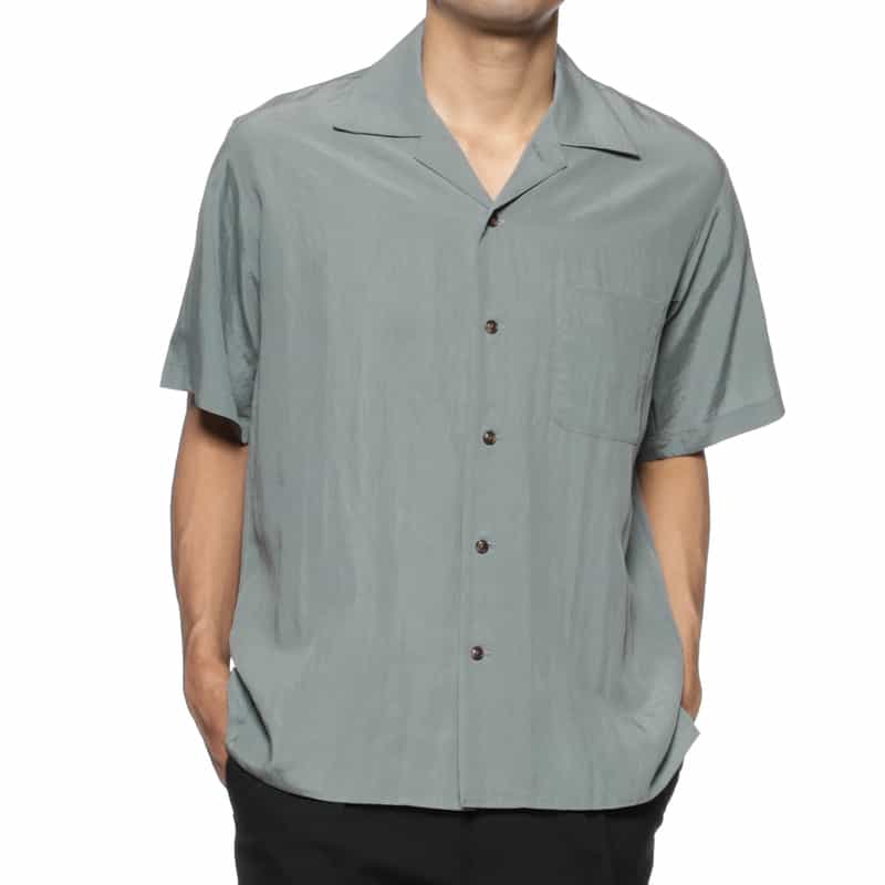 BARNEYS NEW YORK シアー素材オープンカラーシャツ LIGHT BLUE